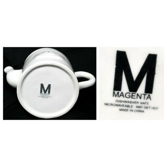 Magenta White Porcelain Easter Bunny Teapot Whimsical Rabbit Ears Ceramic - Picture 7 of 12